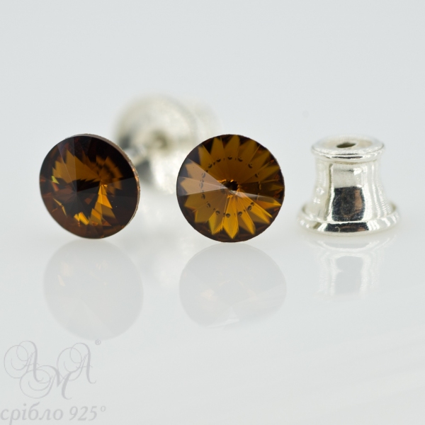 Пусети 1122 5.5мм Smoked Topaz Срібло 925 проби