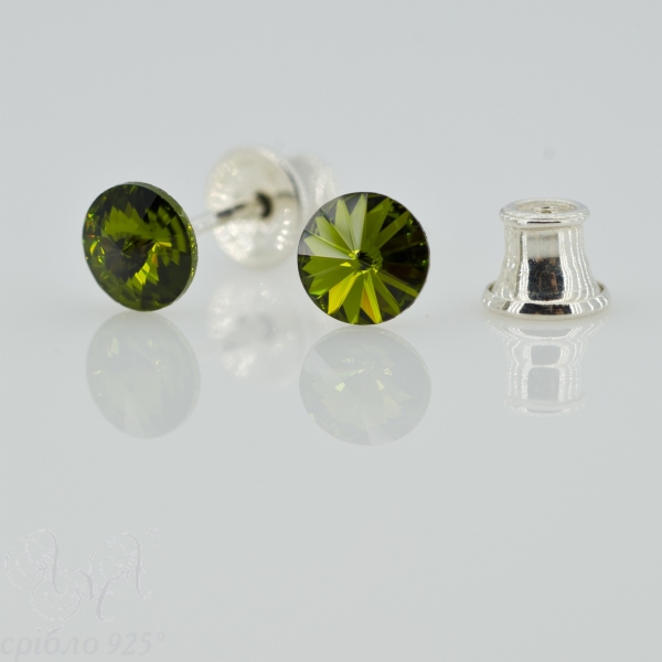 Пусети 1122 5.5мм Olivine Срібло 925 проби
