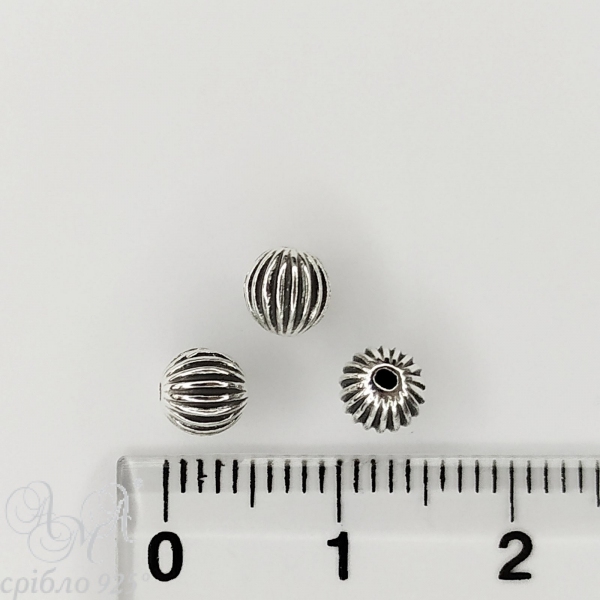 Кулька (Ш 5.0мм отвір 0.7мм) ОДЛ чорнені срібло 925 проби