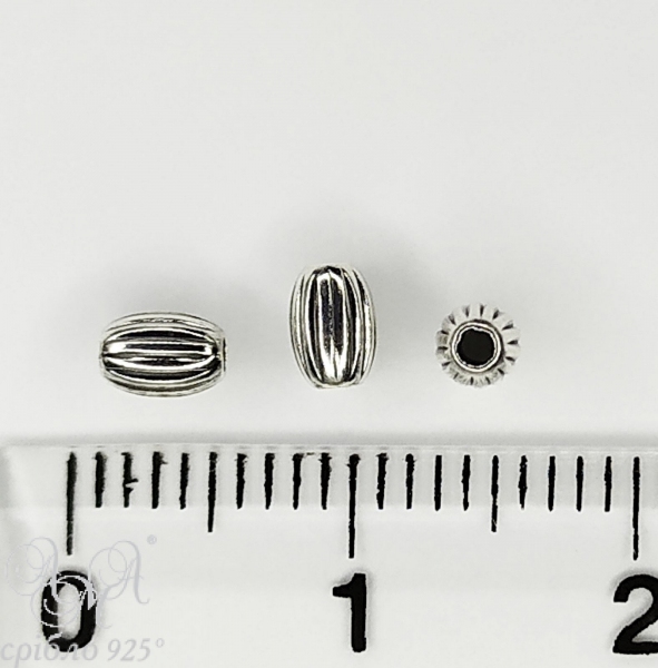 Овал рифлёный ОВР (5х2.5мм о 0.8мм) чернёный серебро 925 пробы